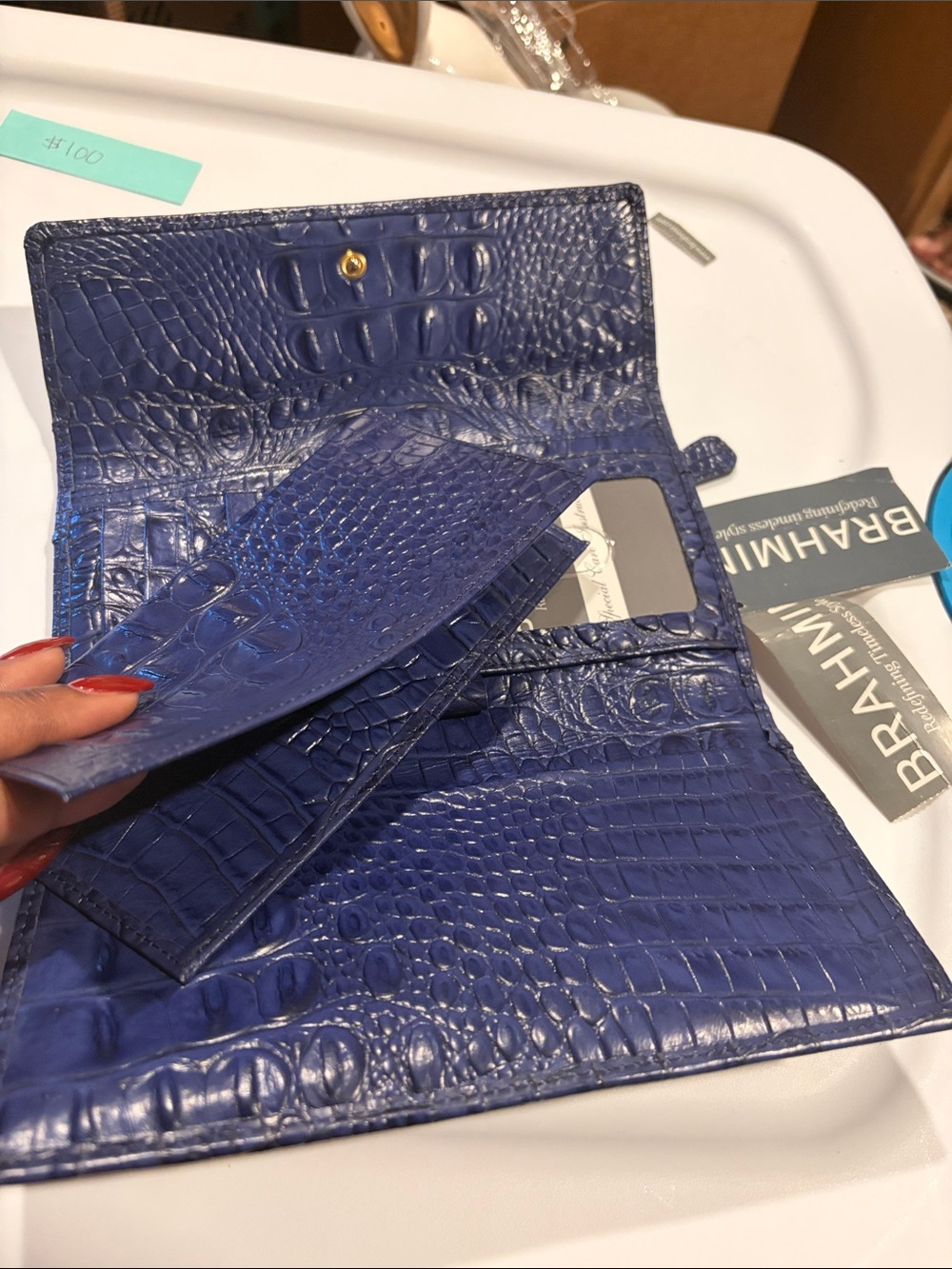 Brahmin wallet. Blue leather and fur. New with tags - Picture 5 of 7